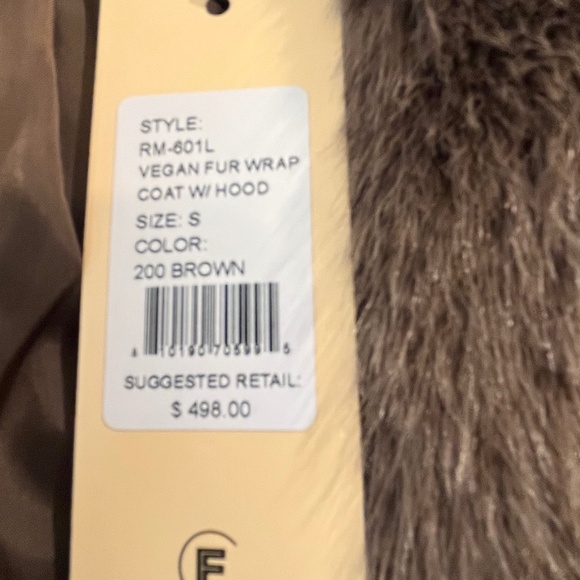 Rebecca Minkoff maxi length faux fur hooded belted wrap coat - Picture 3 of 7